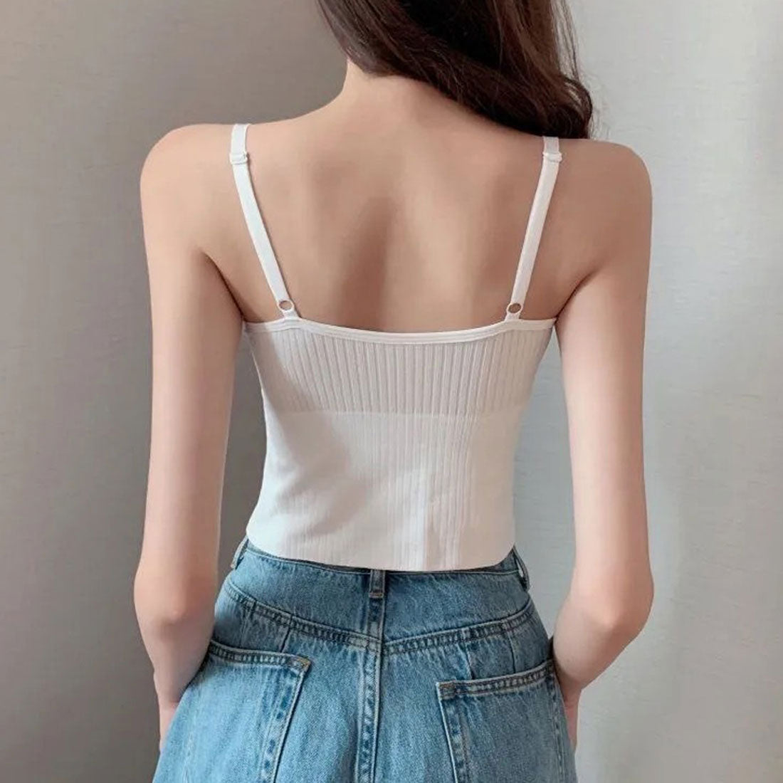 キャミソール Vネック インナー 重ね着 ブラック