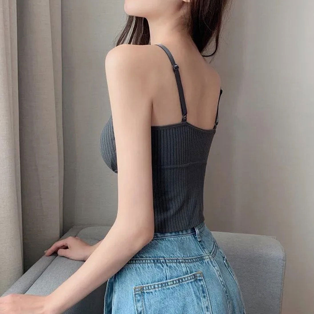 キャミソール Vネック インナー 重ね着 ブラック