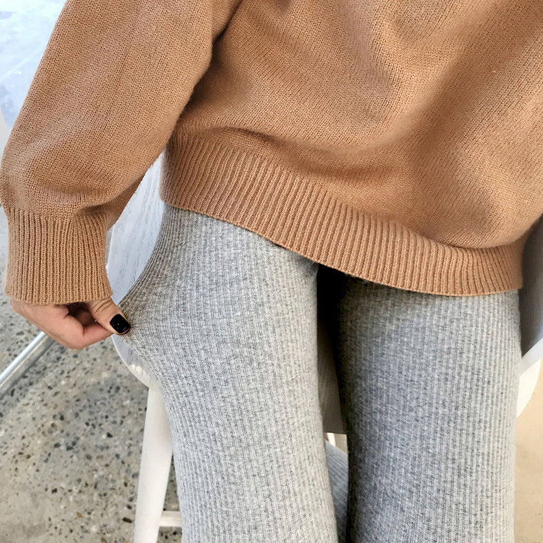 リブ レギンスパンツ レディース 美脚
