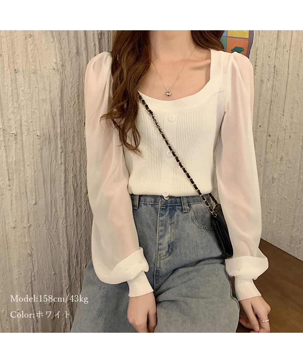 ミニミニストア miniministore シャツブラウス 袖切り替え ニットソー