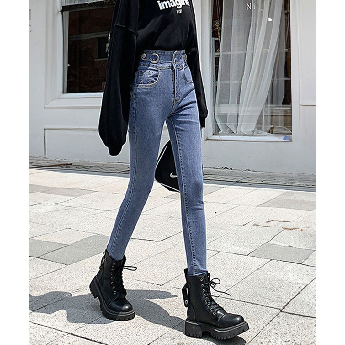 ミニミニストア miniministore デニムパンツ ハイウエストタイトジーパン
