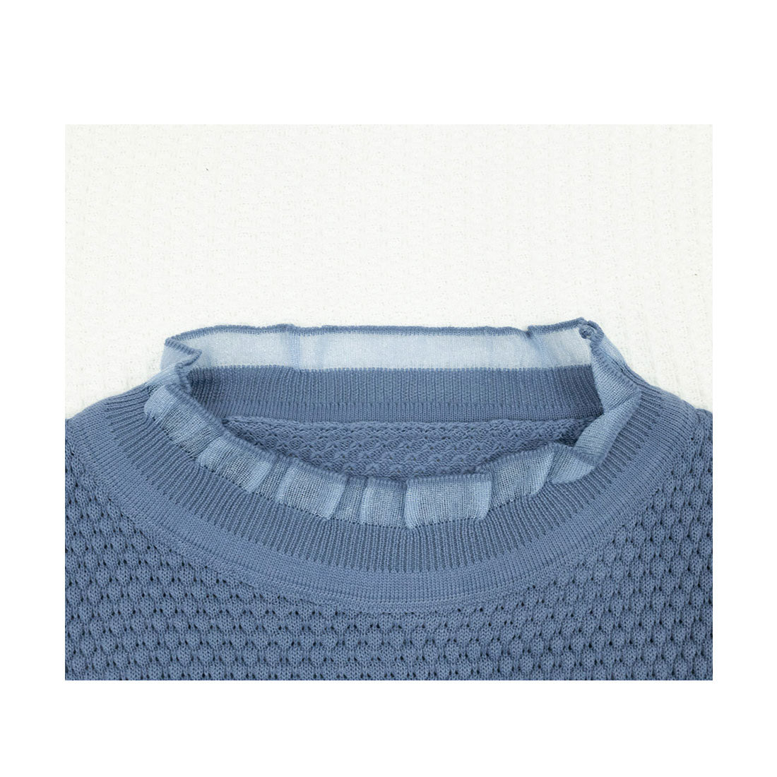 ミニミニストア miniministore シースルー袖ニット 異素材ニットトップス （ブルー） ブルー