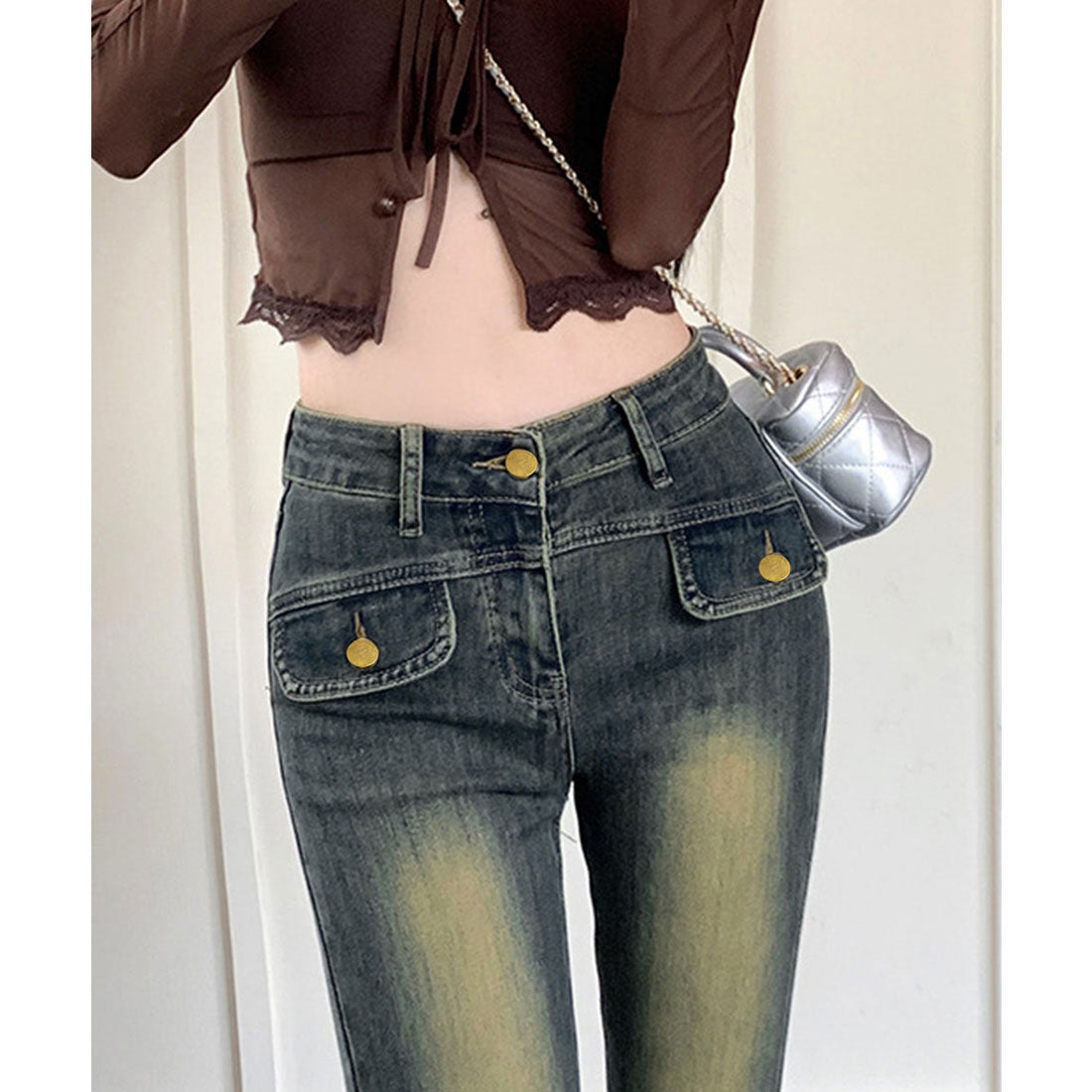ミニミニストア miniministore レトロ セミフレアデニムパンツレディース （インディゴブルー） インディゴブルー