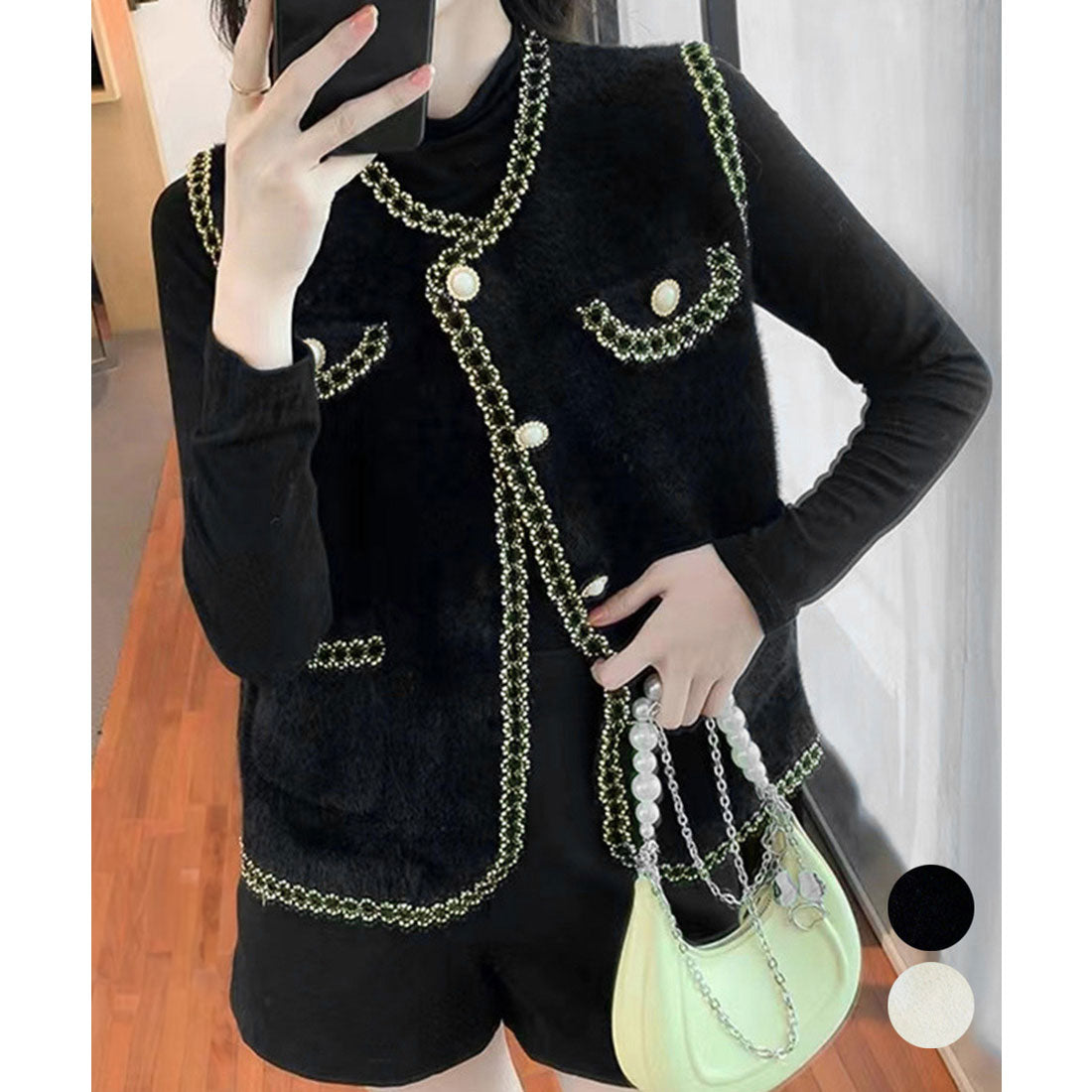 ミニミニストア miniministore モヘア風ニットベストレディース韓国風秋服 （オフホワイト） オフホワイト