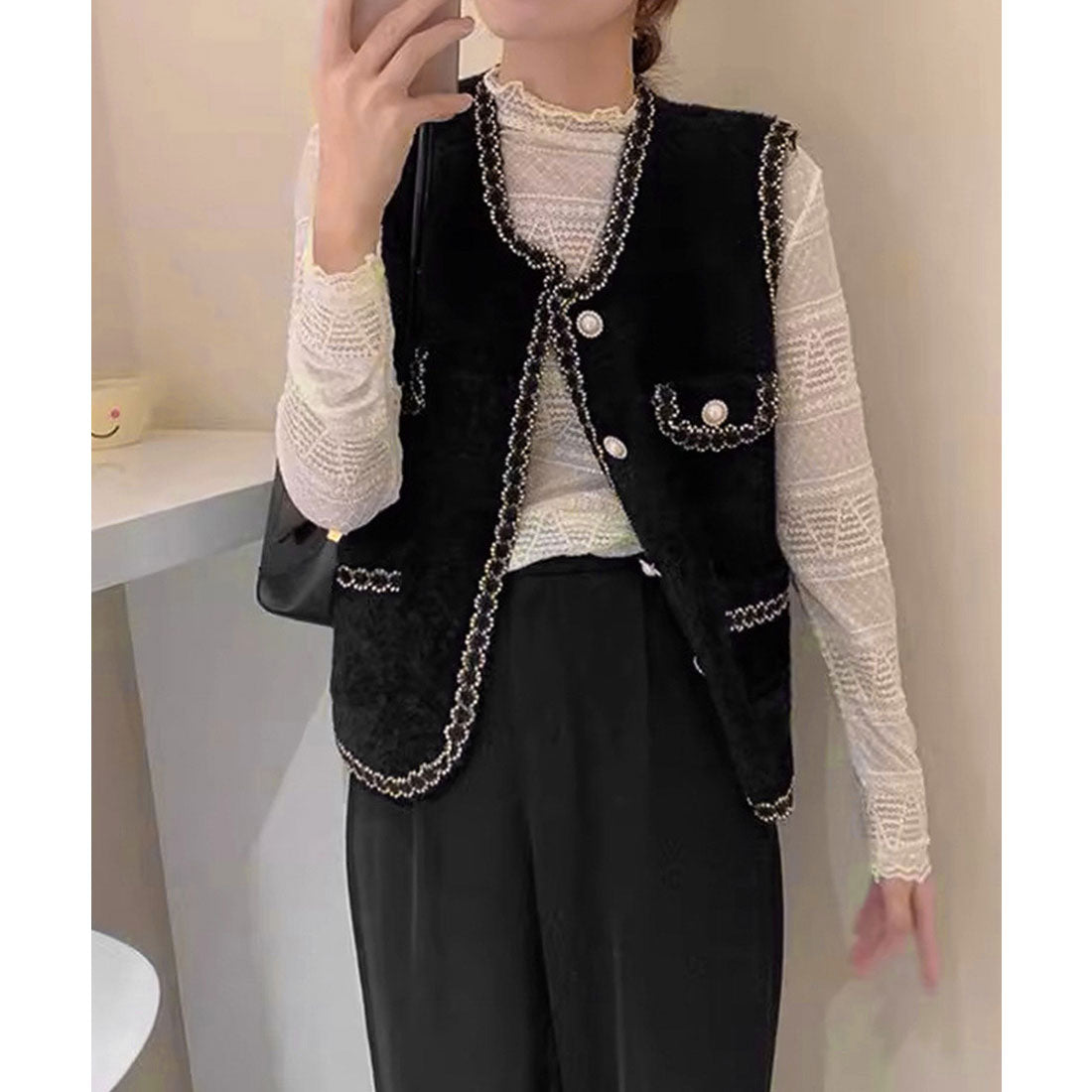ミニミニストア miniministore モヘア風ニットベストレディース韓国風秋服 （オフホワイト） オフホワイト