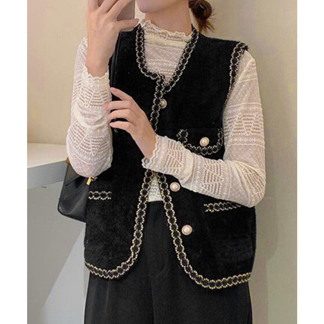 ミニミニストア miniministore モヘア風ニットベストレディース韓国風秋服 （オフホワイト） オフホワイト