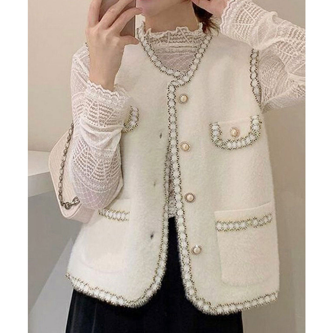 ミニミニストア miniministore モヘア風ニットベストレディース韓国風秋服 （オフホワイト） オフホワイト