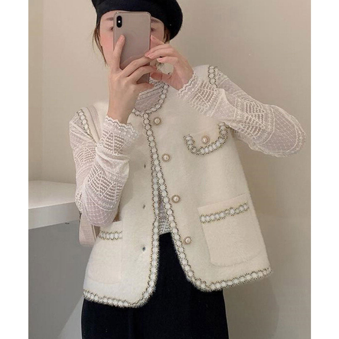 ミニミニストア miniministore モヘア風ニットベストレディース韓国風秋服 （オフホワイト） オフホワイト