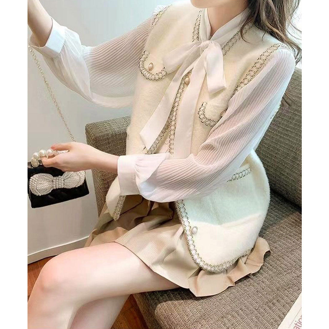 ミニミニストア miniministore モヘア風ニットベストレディース韓国風秋服 （オフホワイト） オフホワイト