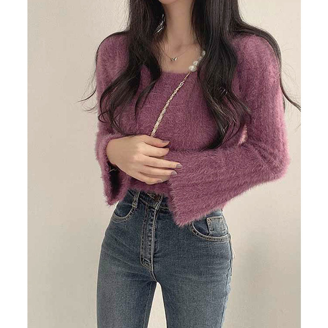 ミニミニストア miniministore ショート丈 シャギーニットトップス韓国風