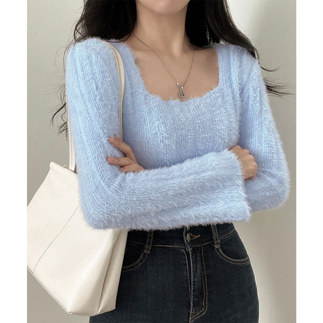 ミニミニストア miniministore ショート丈 シャギーニットトップス韓国風
