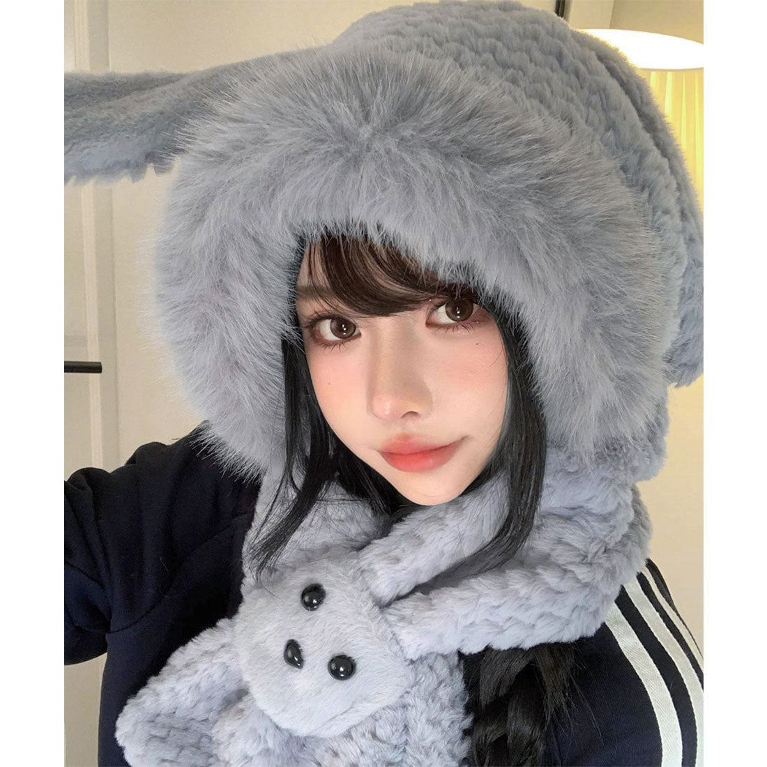 ミニミニストア miniministore マフラー帽子うさぎ耳 ファー帽子ボア帽子 （グレー） グレー