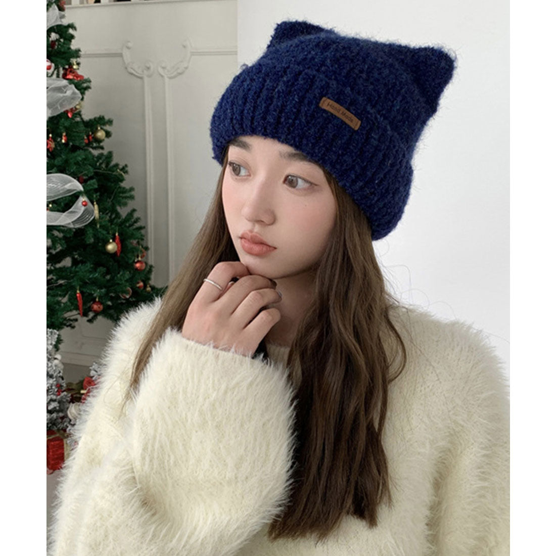 ミニミニストア miniministore 猫耳ビーニー リブニット帽子 レディース