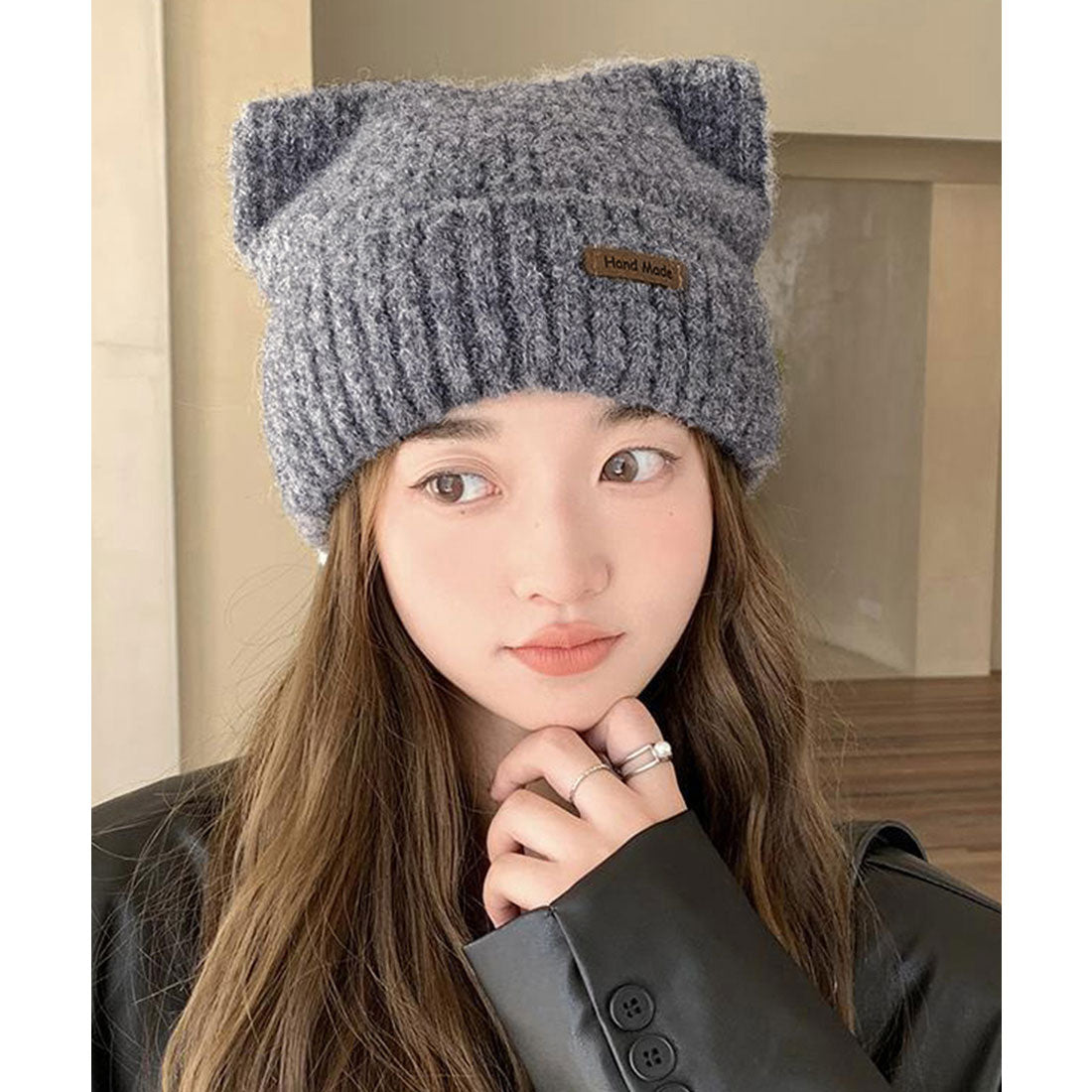 ミニミニストア miniministore 猫耳ビーニー リブニット帽子 レディース