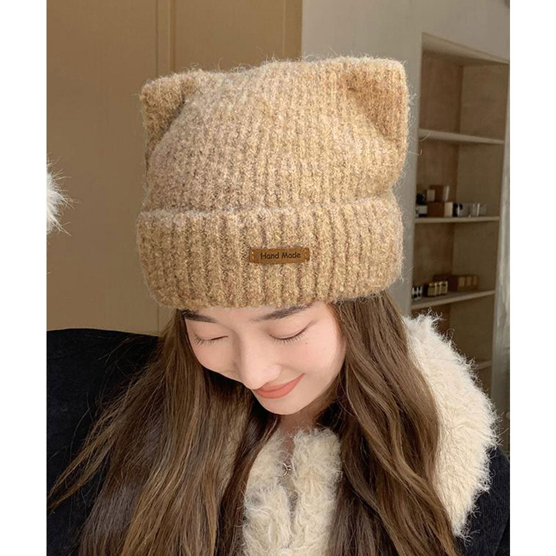 ミニミニストア miniministore 猫耳ビーニー リブニット帽子 レディース