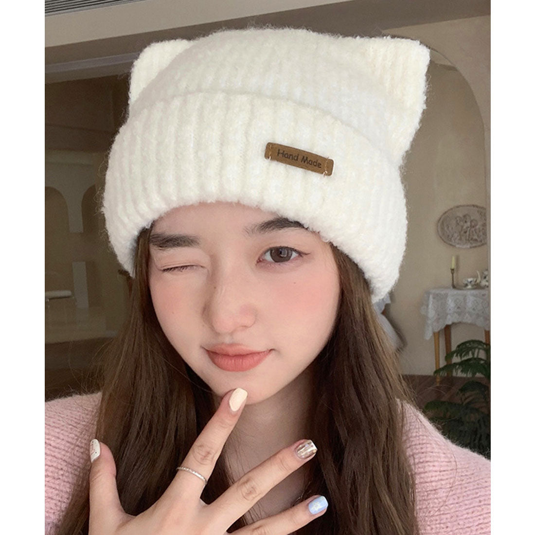ミニミニストア miniministore 猫耳ビーニー リブニット帽子 レディース