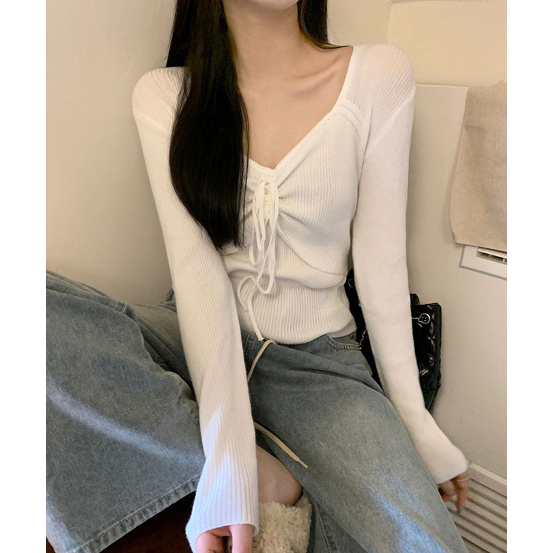 miniministore miniministore knit top for women with ribbon
