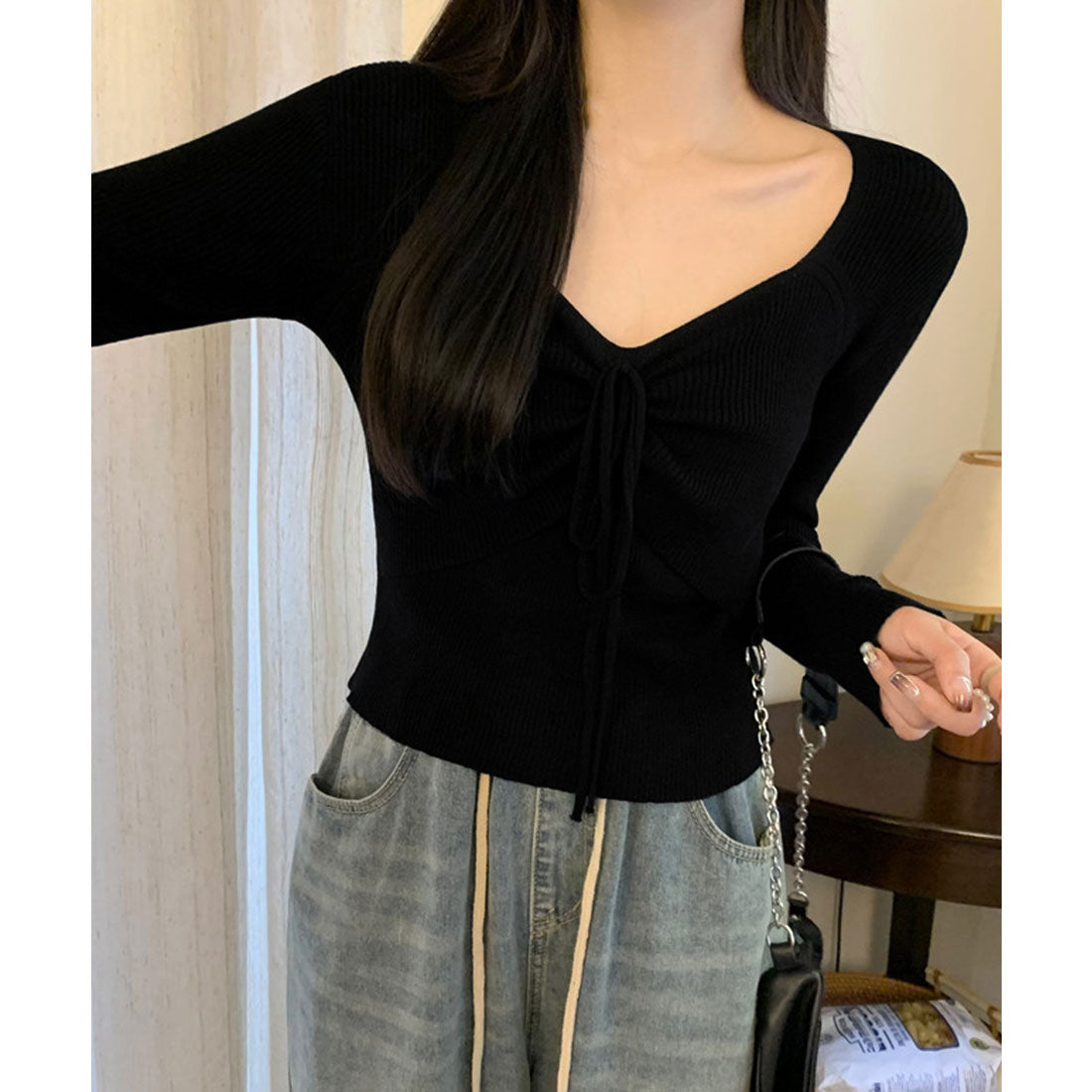 miniministore miniministore knit top for women with ribbon