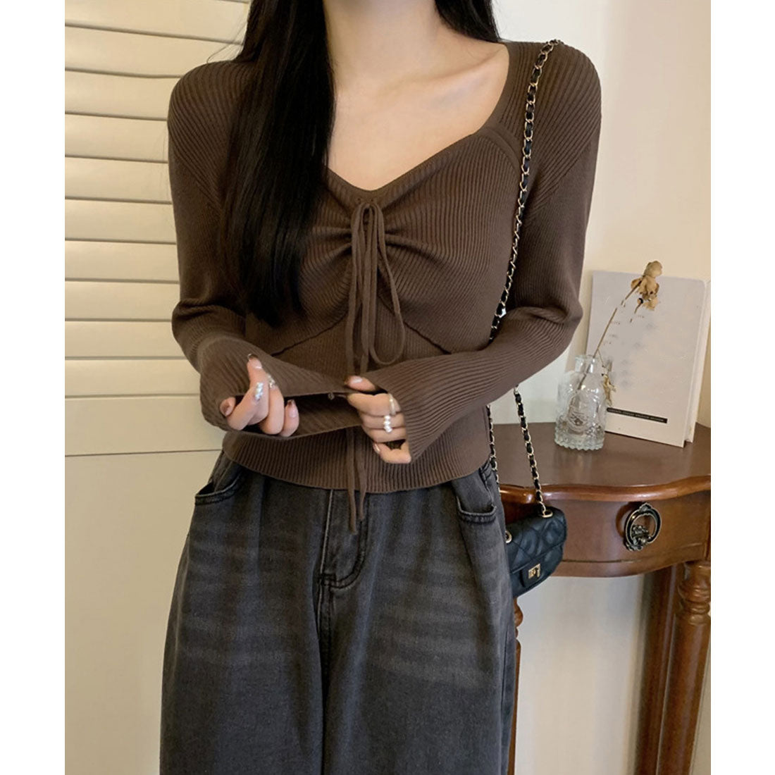 miniministore miniministore knit top for women with ribbon