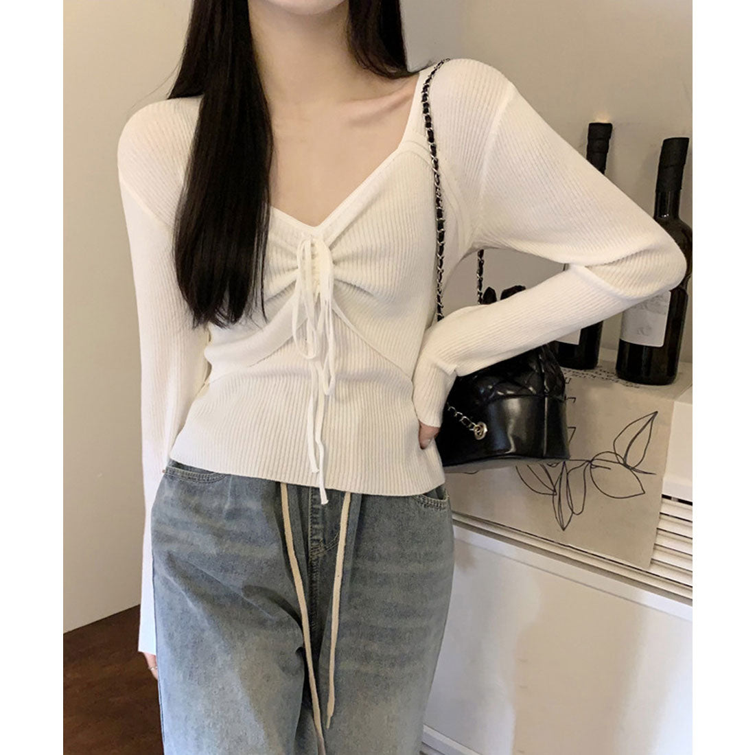 ミニミニストア miniministore ニットトップス レディース リボン付き （ホワイト） ホワイト