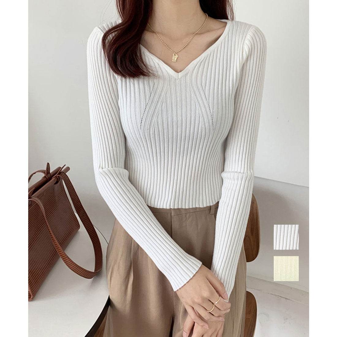 ミニミニストア miniministore ニットトップス Vネックセーター 春秋冬