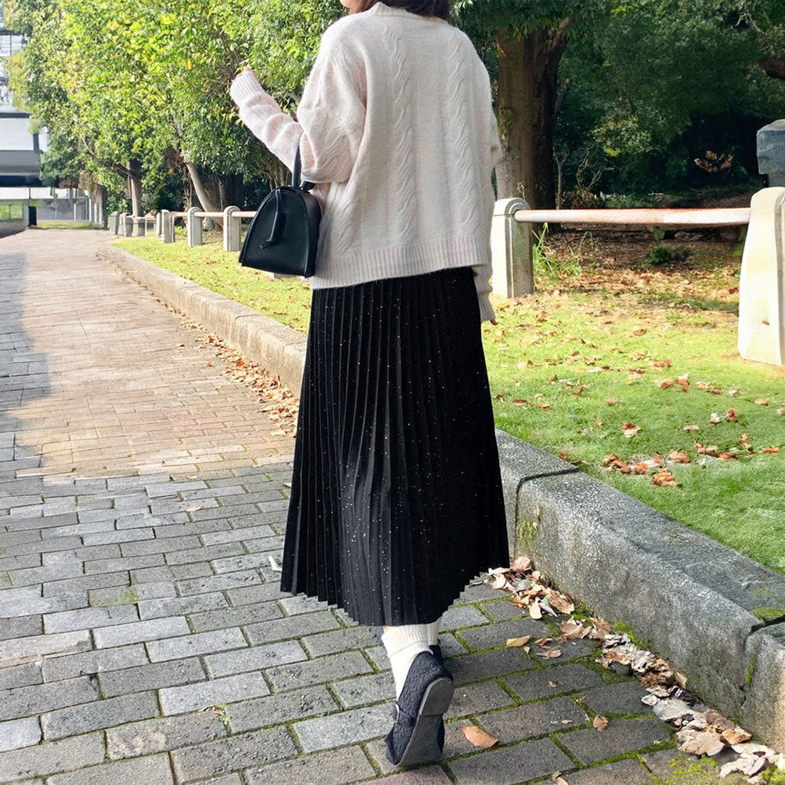 プリーツスカート レディース グレイッシュベージュ
