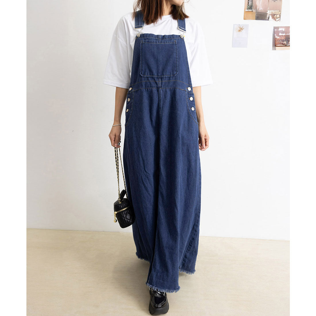Korean-style denim overall skirt