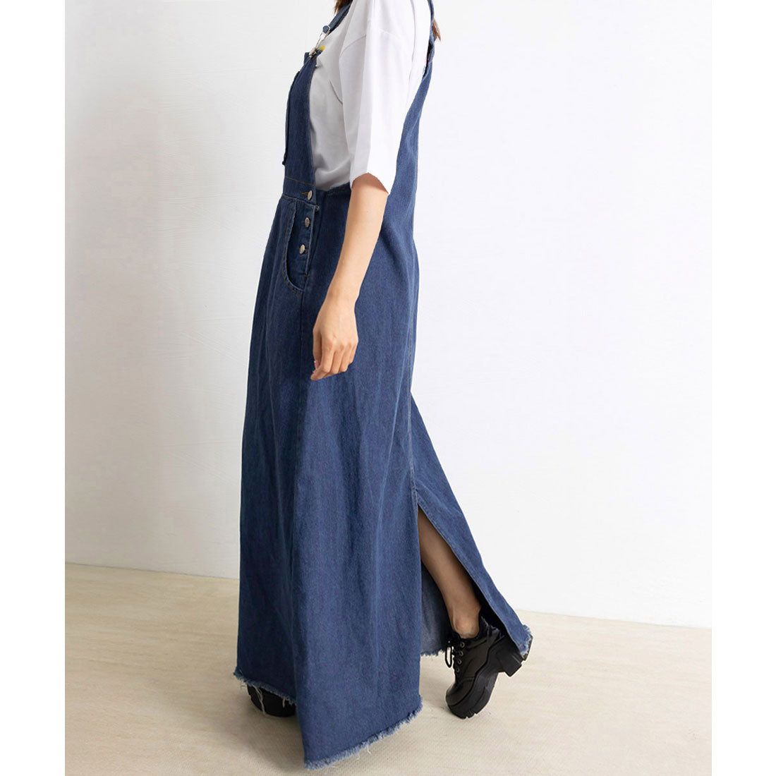 Korean-style denim overall skirt