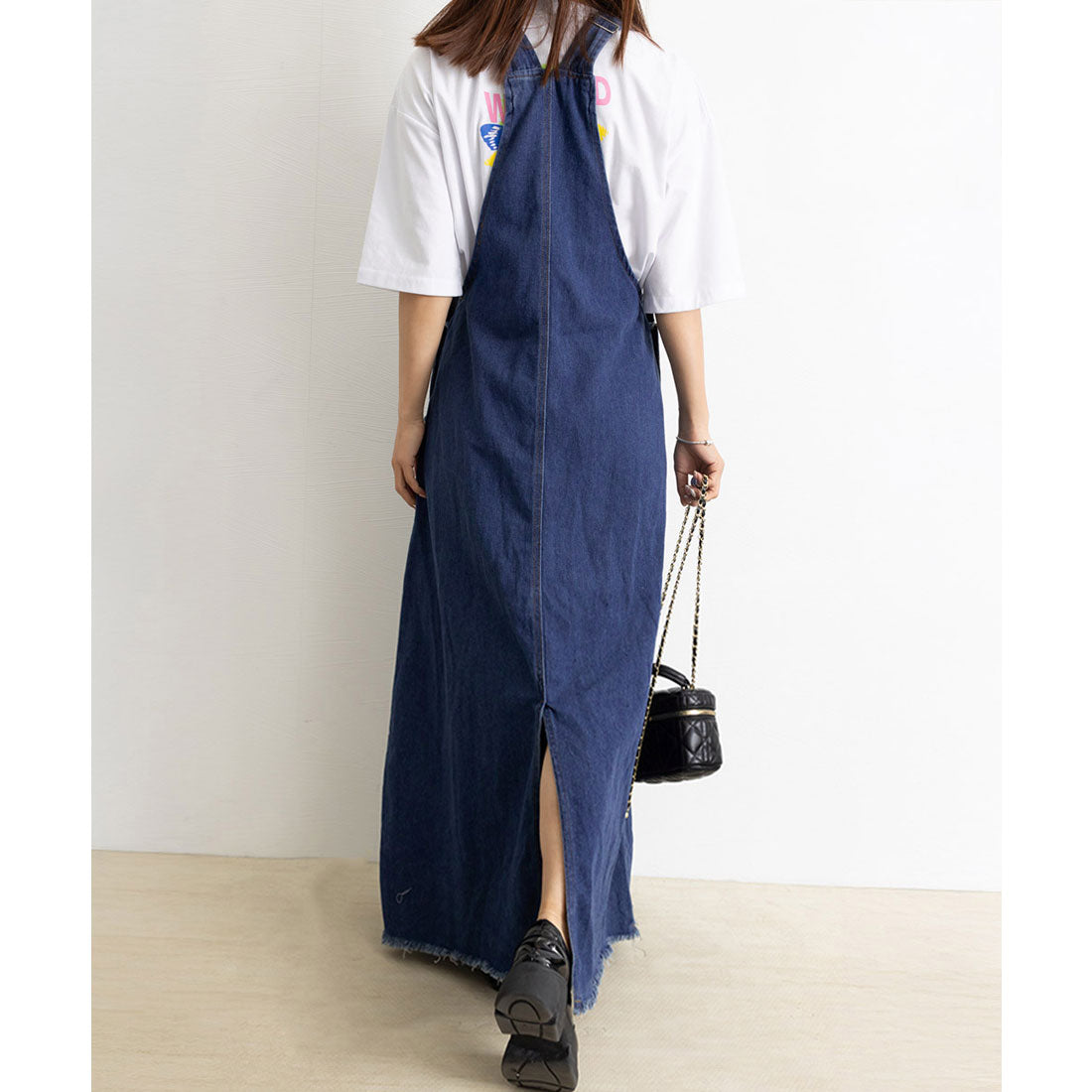 Korean-style denim overall skirt