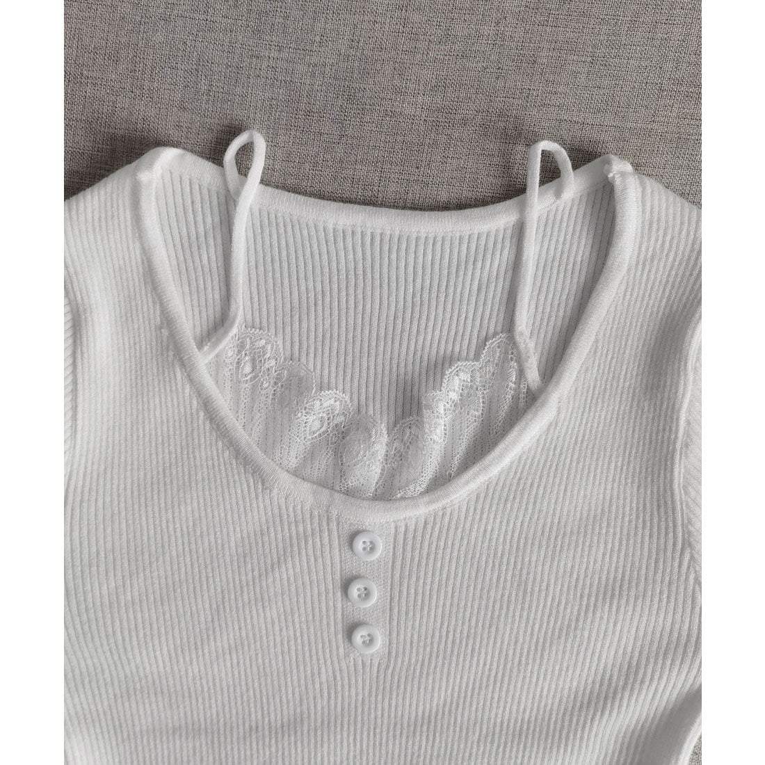 miniministore miniministore layered knit top lace switch