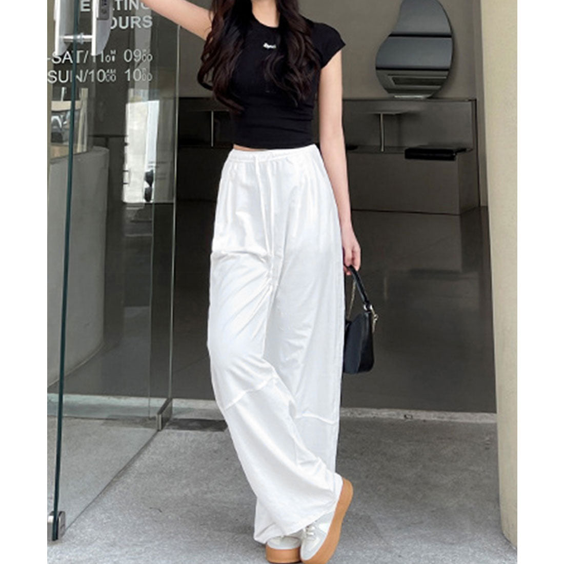 ミニミニストア miniministore ワイドパンツハイウエストストレートパンツ （ホワイト） ホワイト
