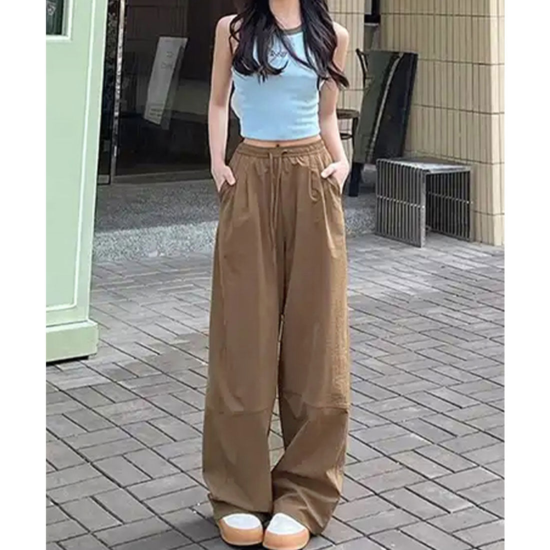 ミニミニストア miniministore ワイドパンツハイウエストストレートパンツ （ホワイト） ホワイト