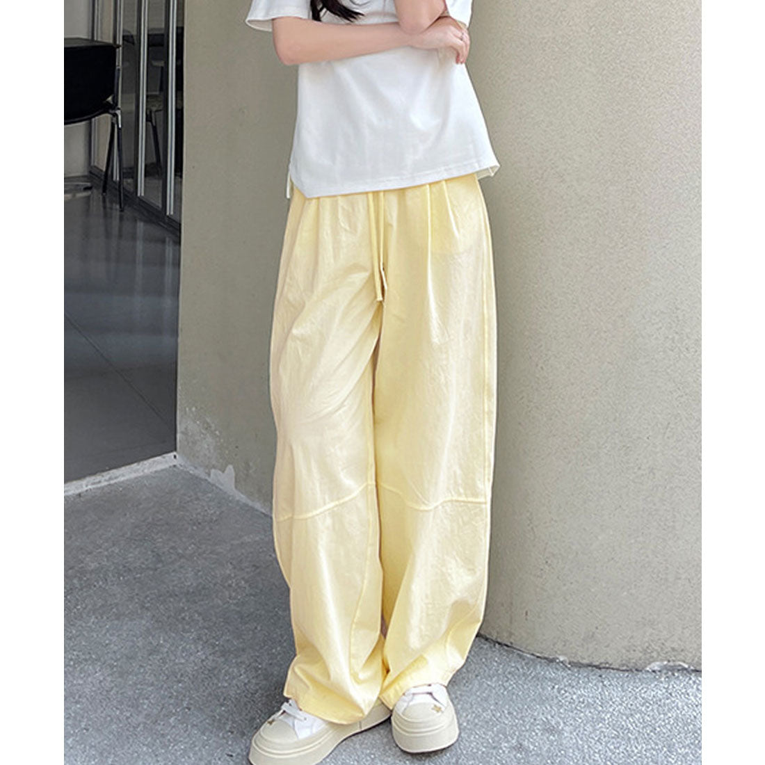 ミニミニストア miniministore ワイドパンツハイウエストストレートパンツ （ホワイト） ホワイト