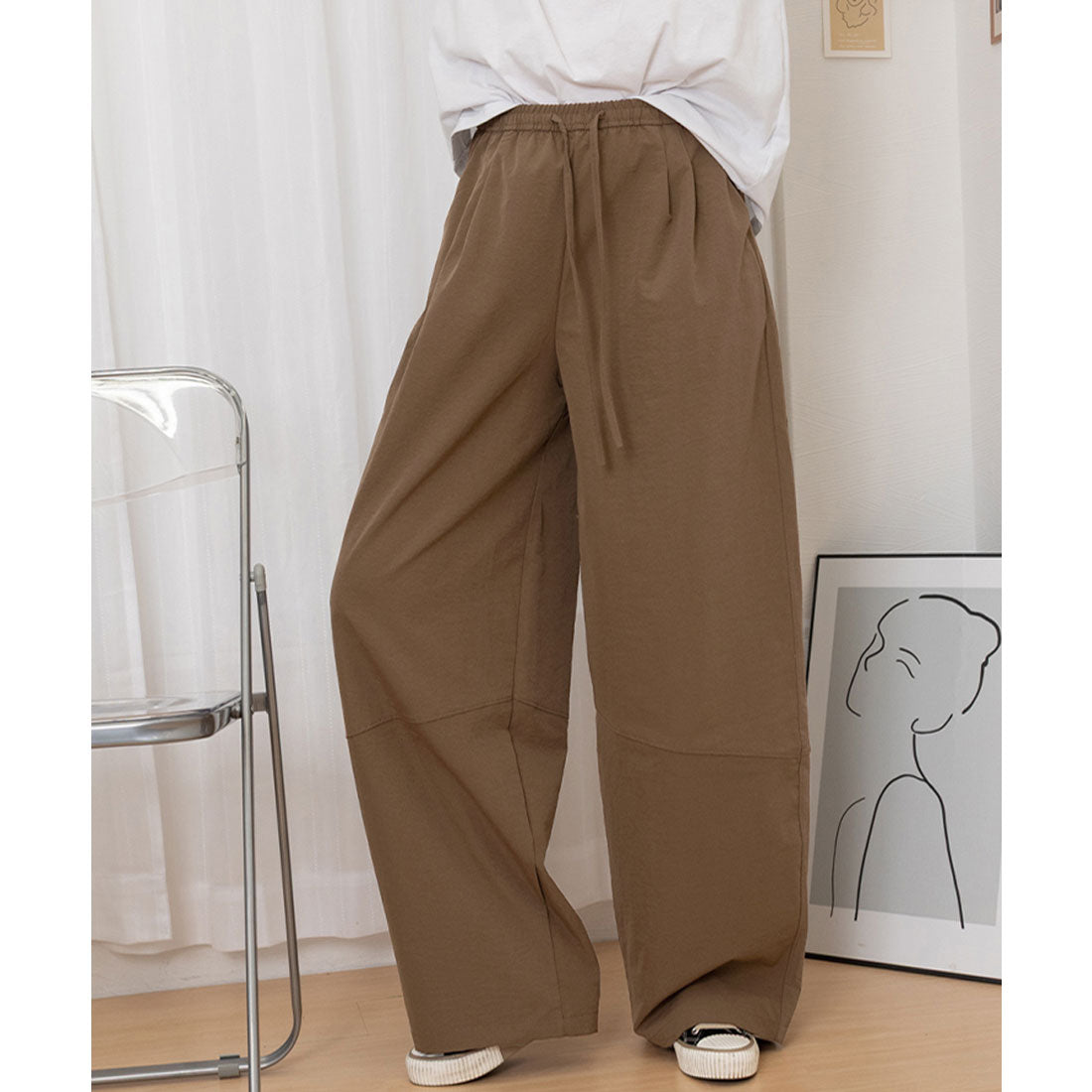 ミニミニストア miniministore ワイドパンツハイウエストストレートパンツ （ホワイト） ホワイト