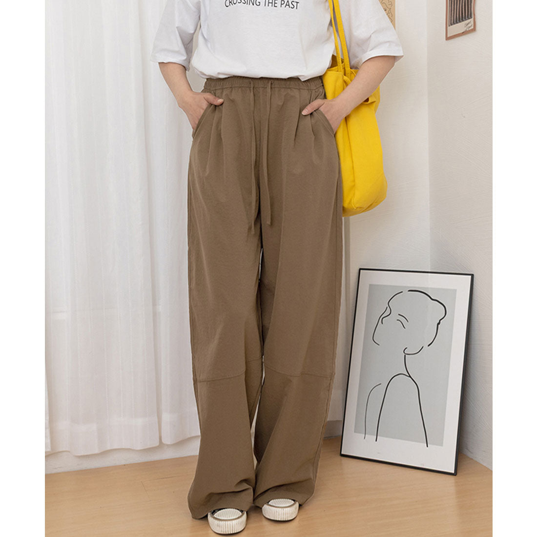 ミニミニストア miniministore ワイドパンツハイウエストストレートパンツ （ホワイト） ホワイト