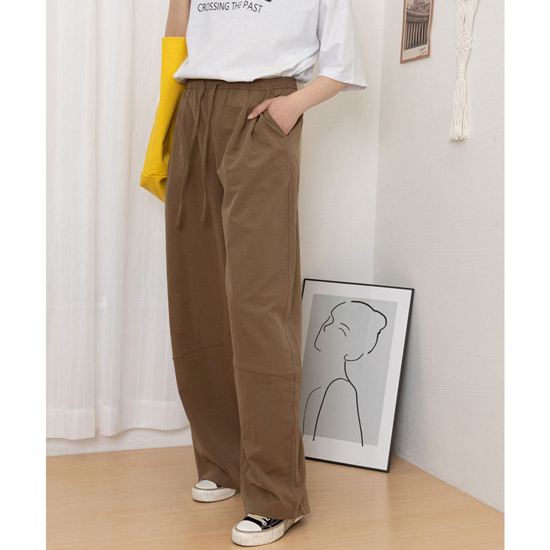 ミニミニストア miniministore ワイドパンツハイウエストストレートパンツ （ホワイト） ホワイト