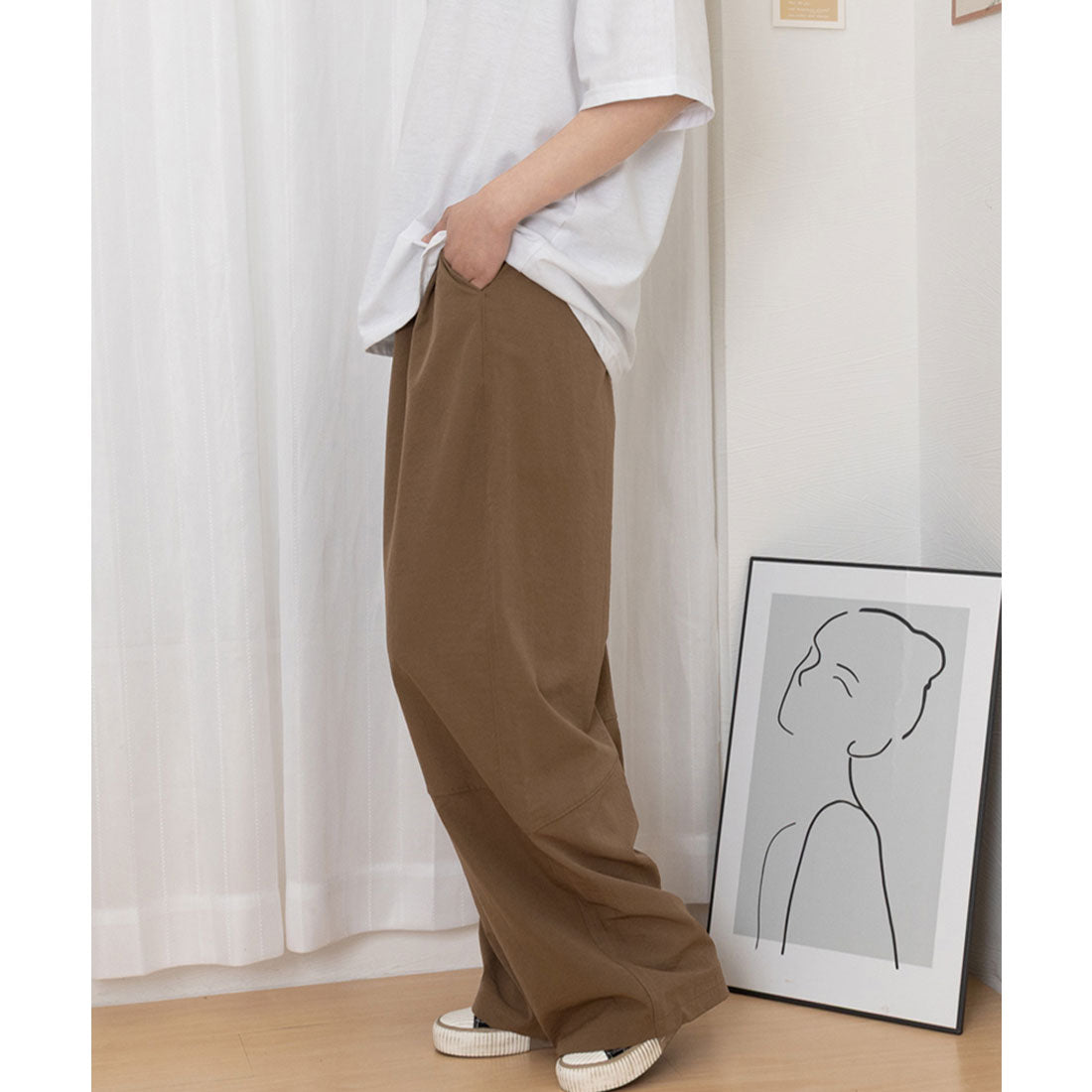 ミニミニストア miniministore ワイドパンツハイウエストストレートパンツ （ホワイト） ホワイト
