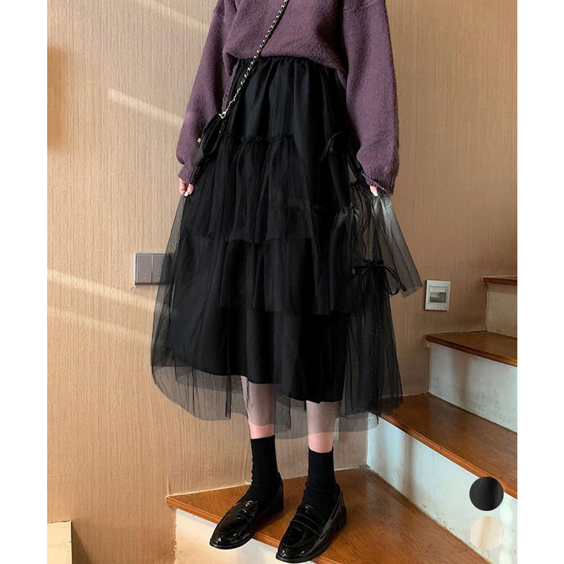 ミニミニストア miniministore ティアードスカートロングチュールスカート （アイボリー） アイボリー