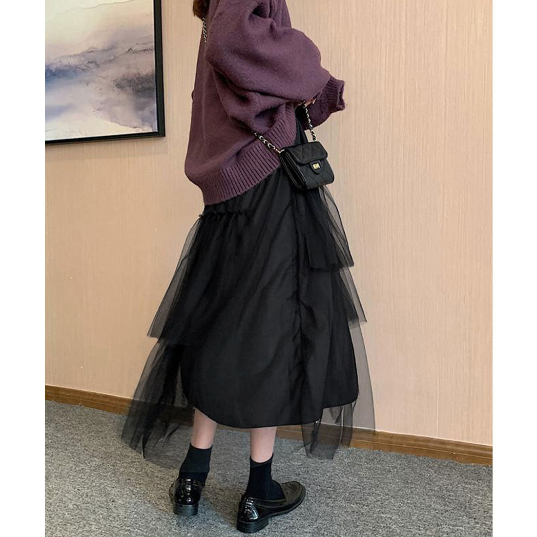ミニミニストア miniministore ティアードスカートロングチュールスカート （アイボリー） アイボリー