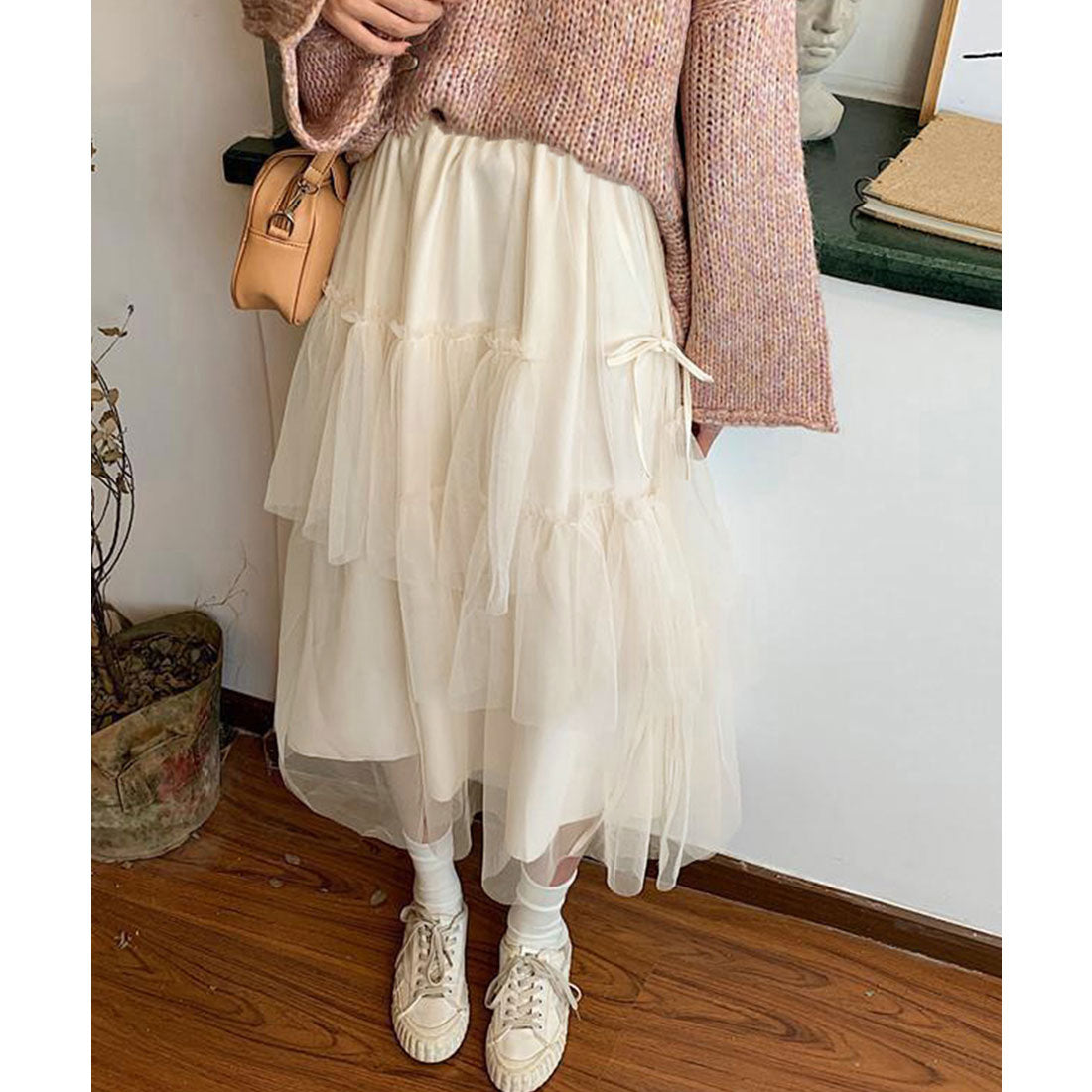 ミニミニストア miniministore ティアードスカートロングチュールスカート （アイボリー） アイボリー