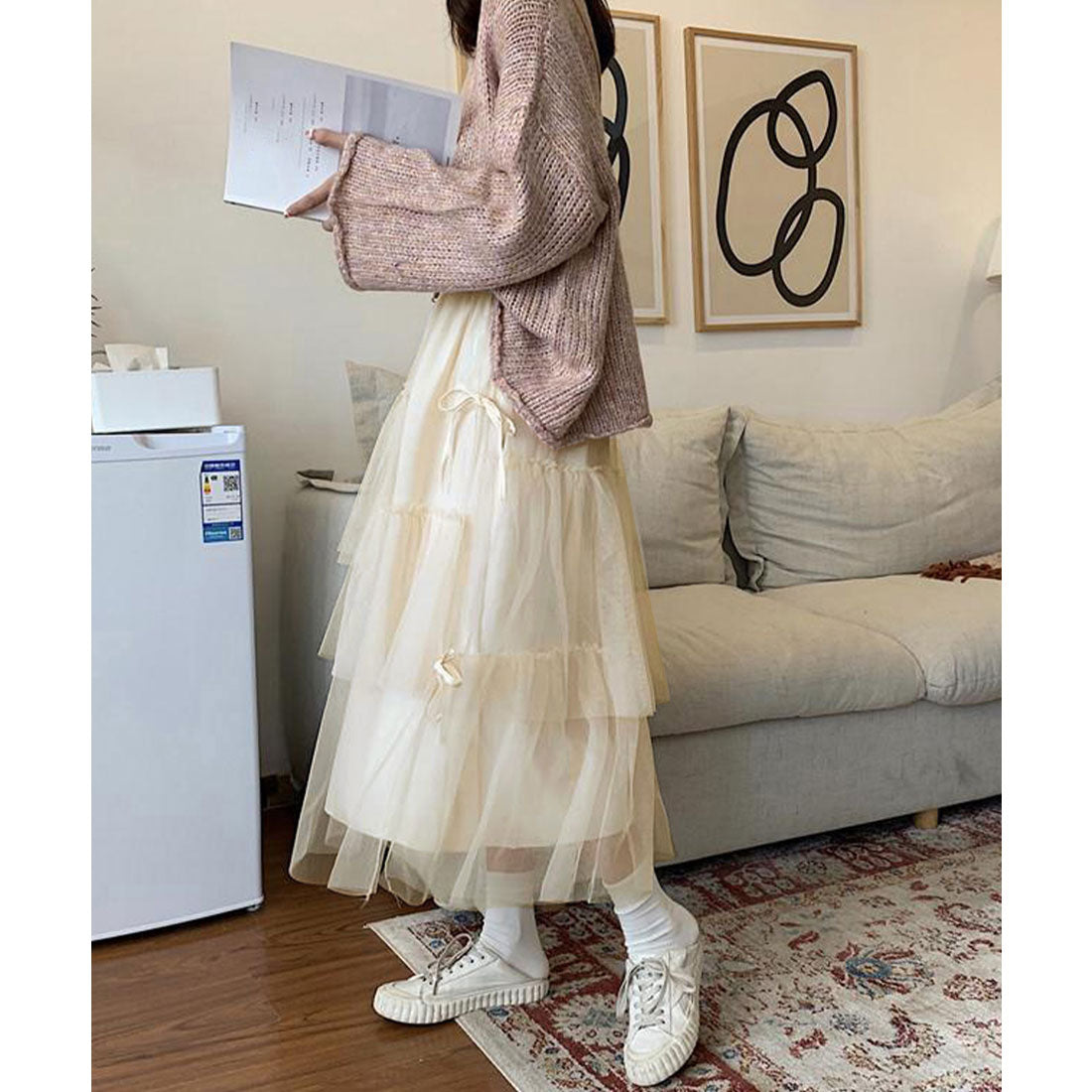 ミニミニストア miniministore ティアードスカートロングチュールスカート （アイボリー） アイボリー