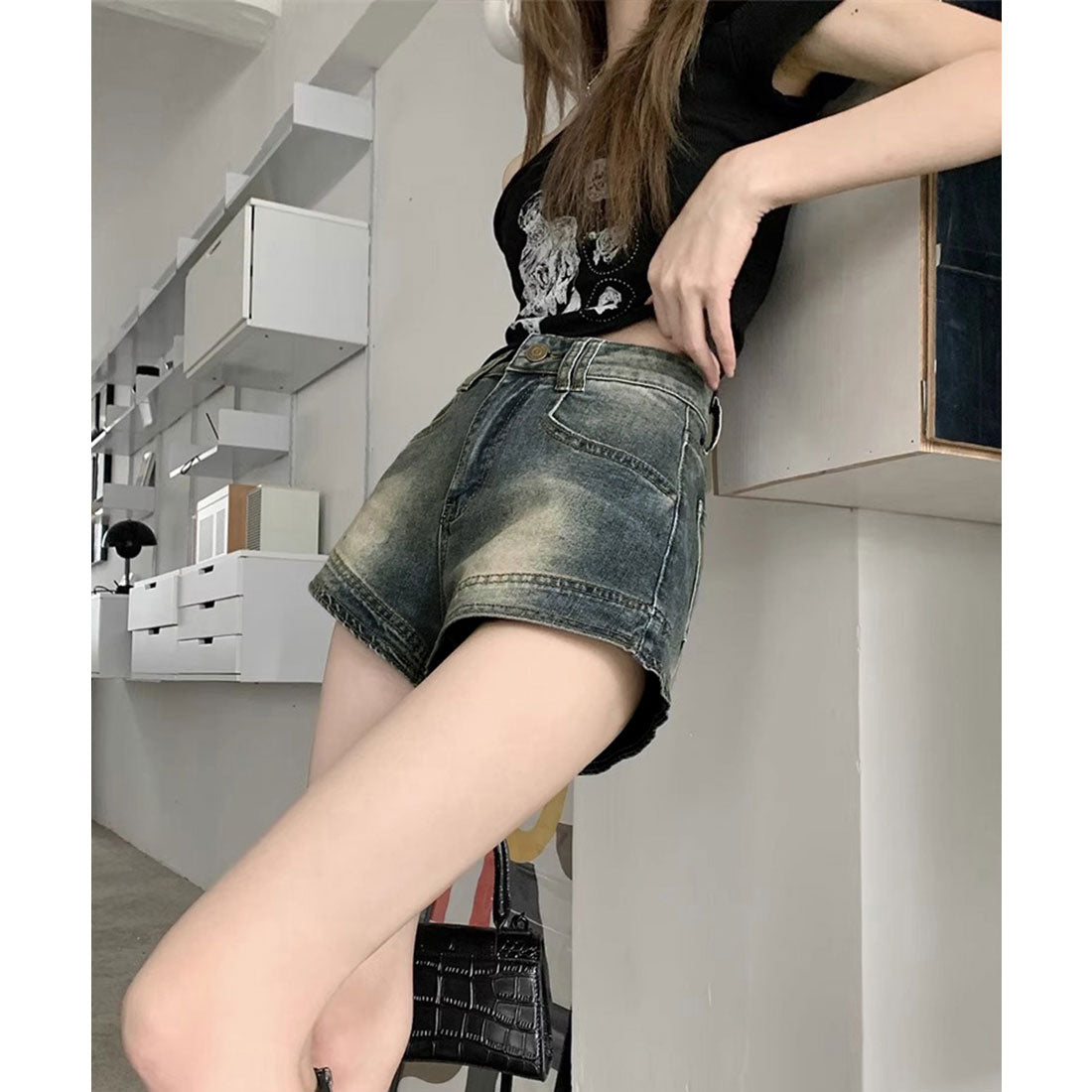 ミニミニストア miniministore ウォッシュデニムショートパンツレディース （インディゴブルー） インディゴブルー