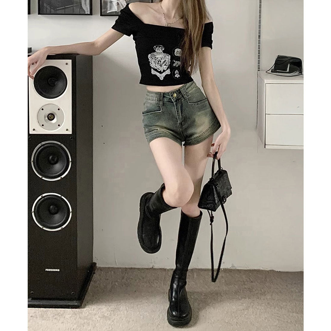 ミニミニストア miniministore ウォッシュデニムショートパンツレディース （インディゴブルー） インディゴブルー