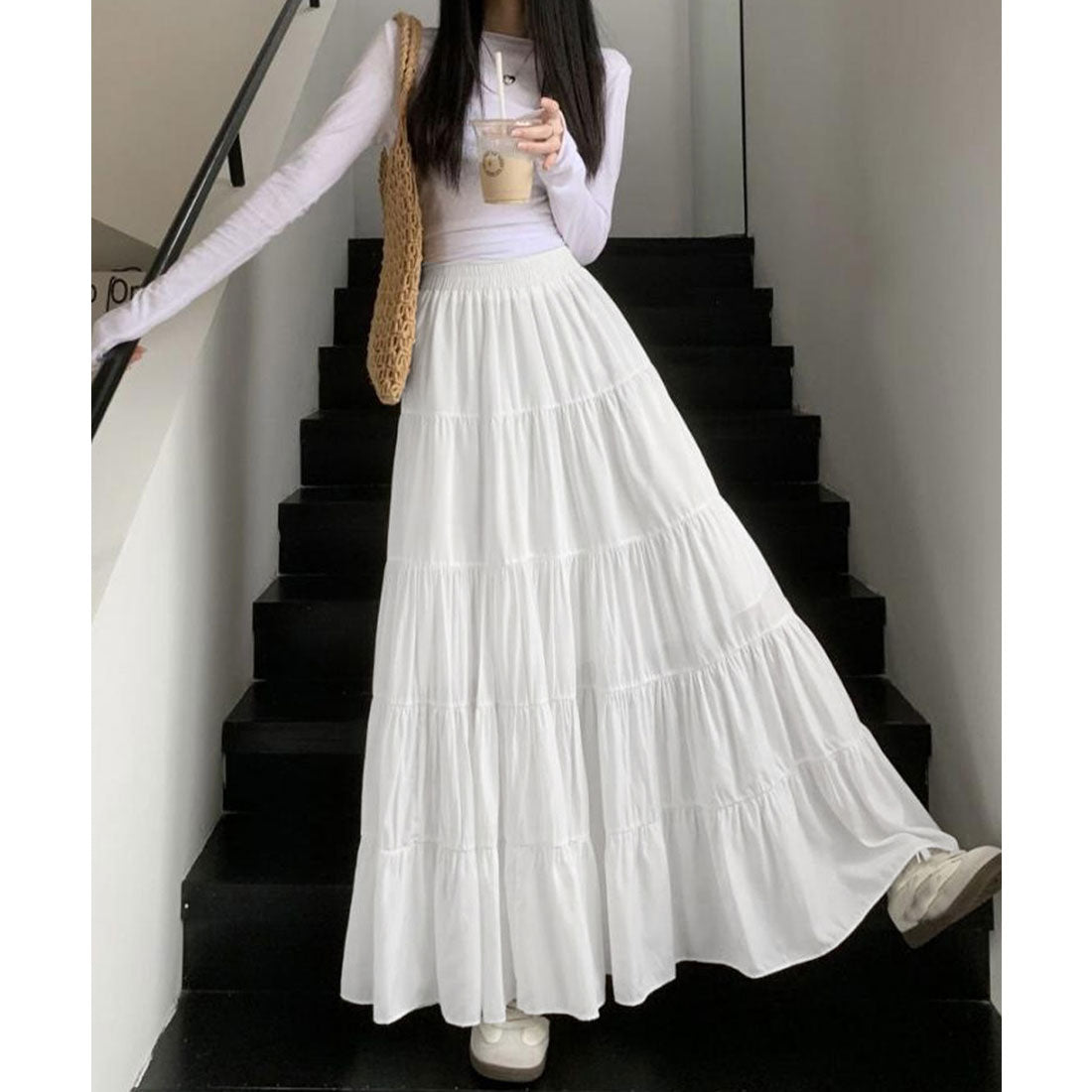 miniministore miniministore tiered skirt Korean-style long skirt
