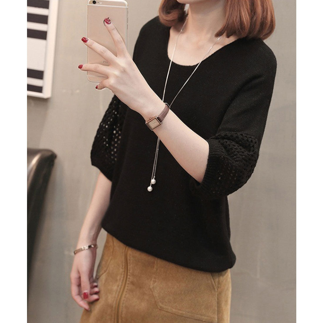 miniministore see-through knit top short-sleeve summer knit