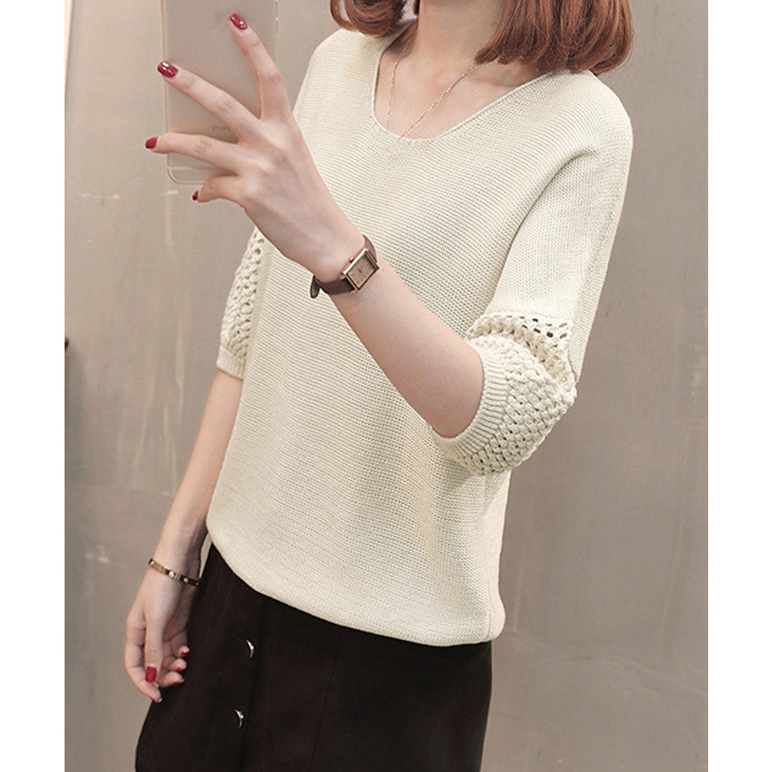 miniministore see-through knit top short-sleeve summer knit