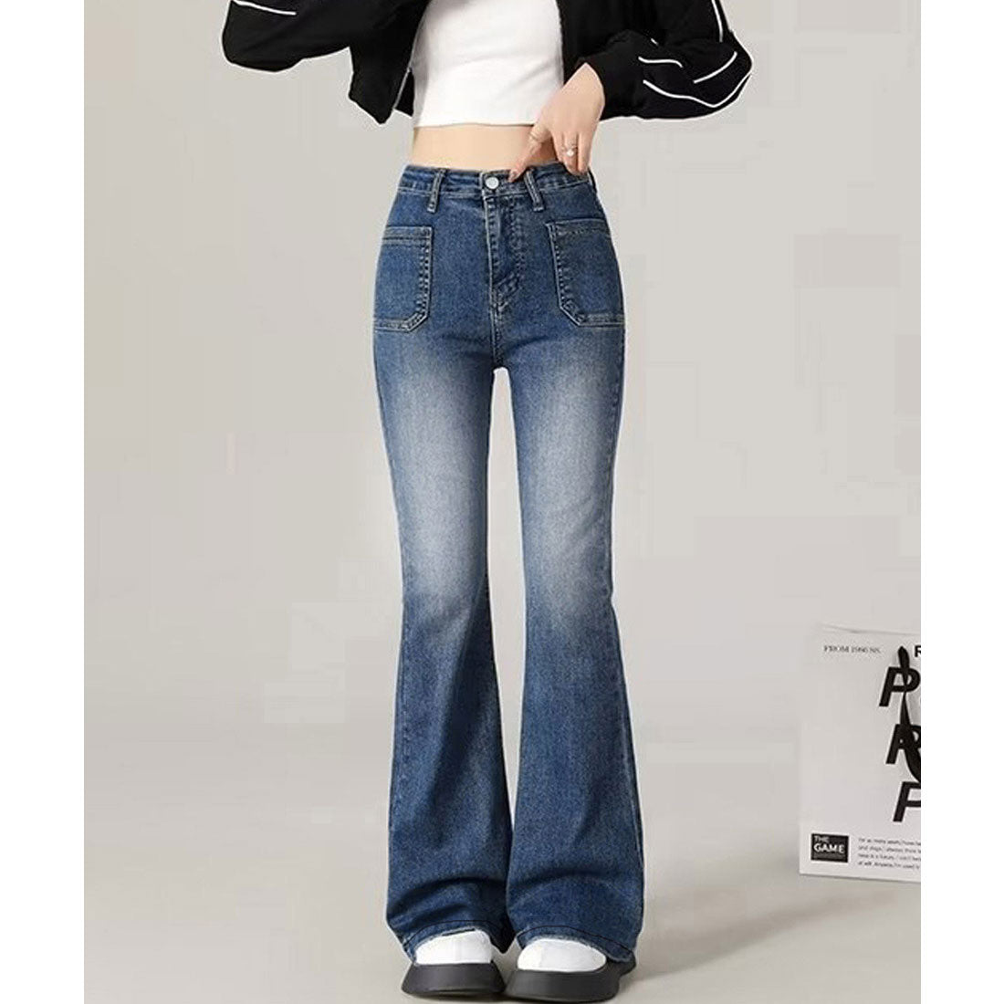 ミニミニストア miniministore 韓国風セミフレアデニムパンツ レディース （インディゴブルー） インディゴブルー