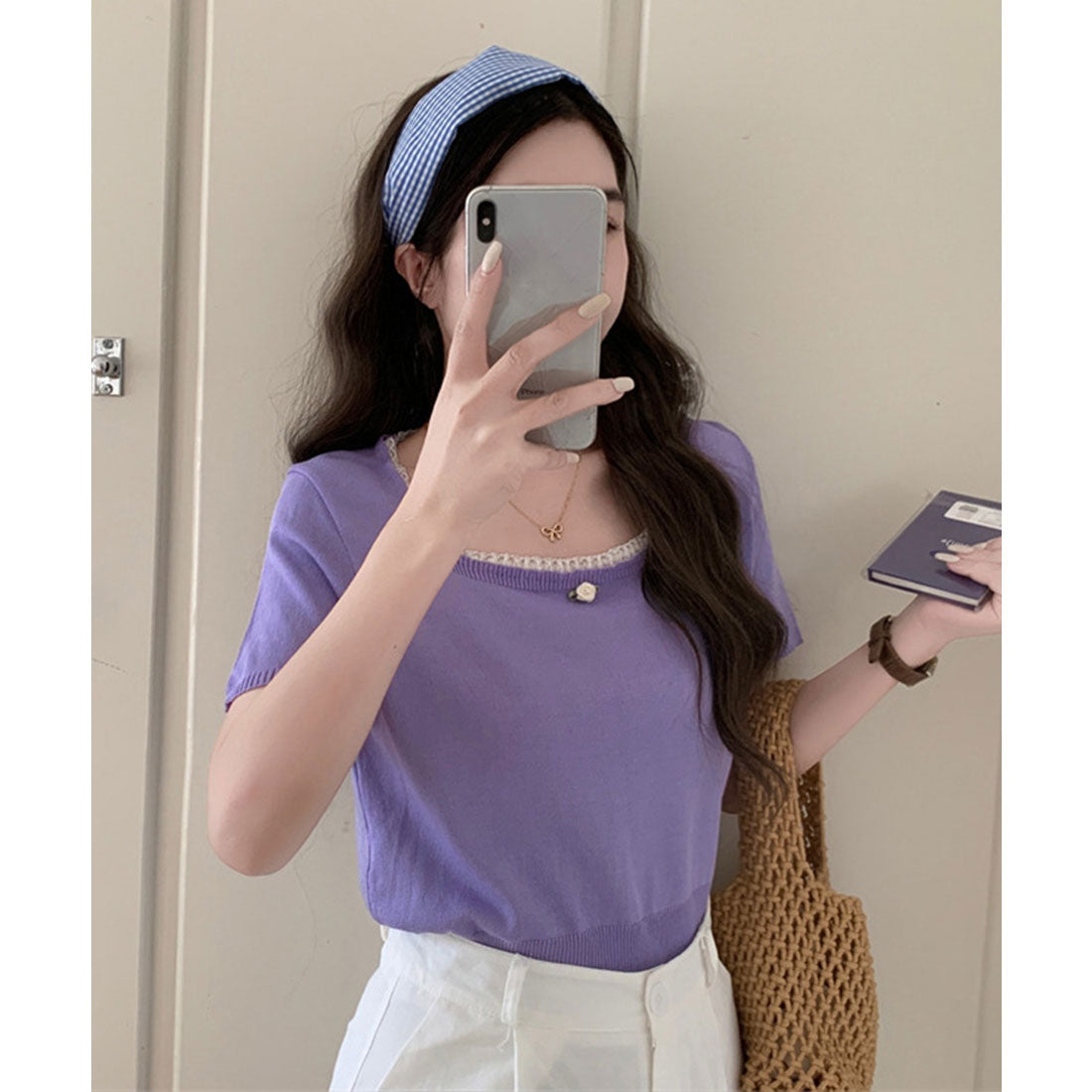 ミニミニストア miniministore スクエアネック サマーニット トップス （ベージュ） ベージュ