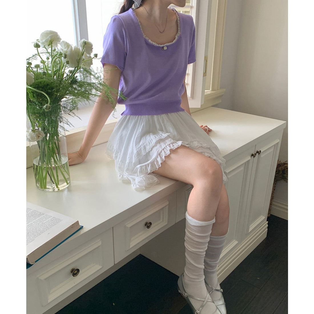 ミニミニストア miniministore スクエアネック サマーニット トップス （ベージュ） ベージュ
