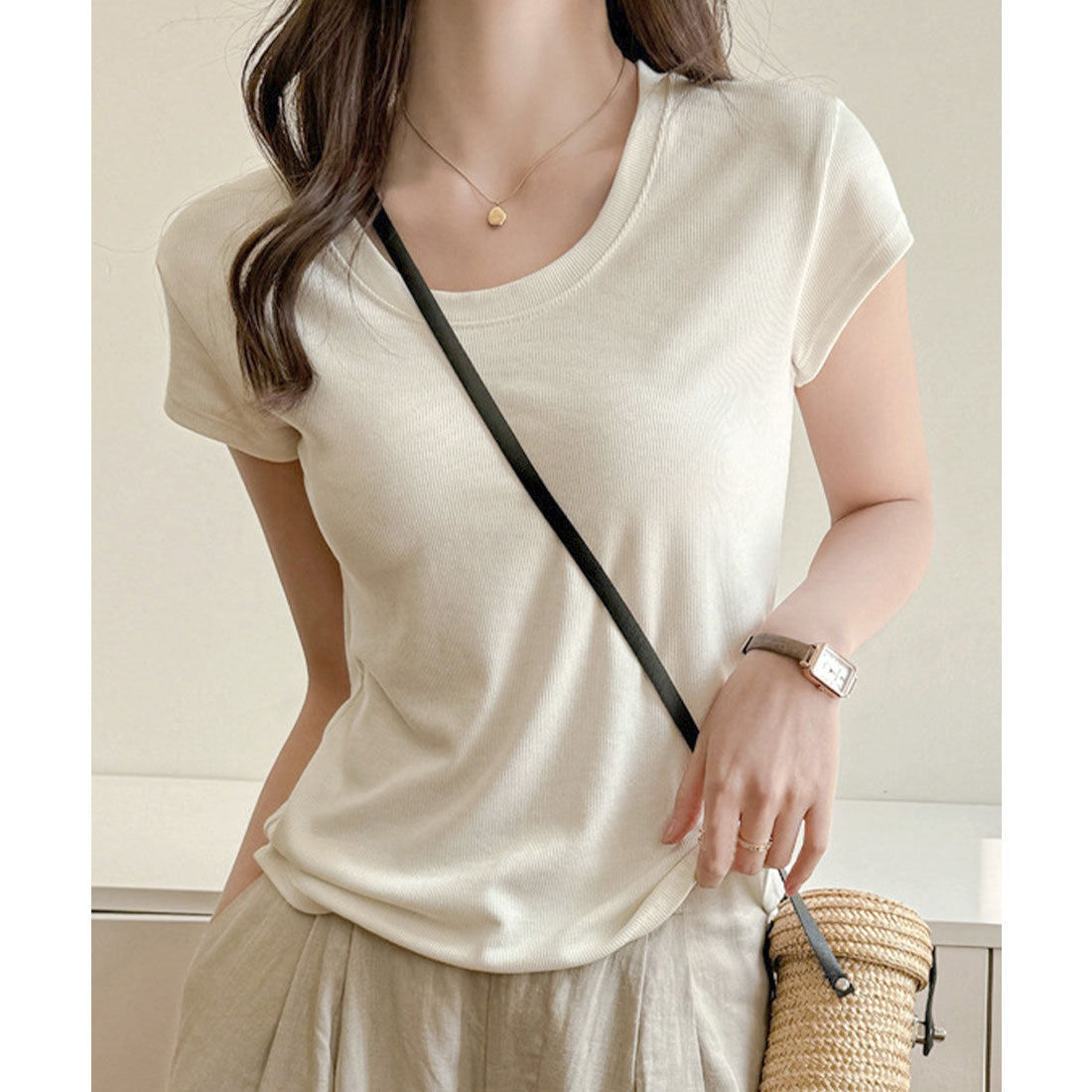 ミニミニストア miniministore UネックTシャツ レディース 半袖 夏服 （ワインレッド） ワインレッド